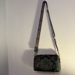 Vegan Leather Embossed Green Boho Purse